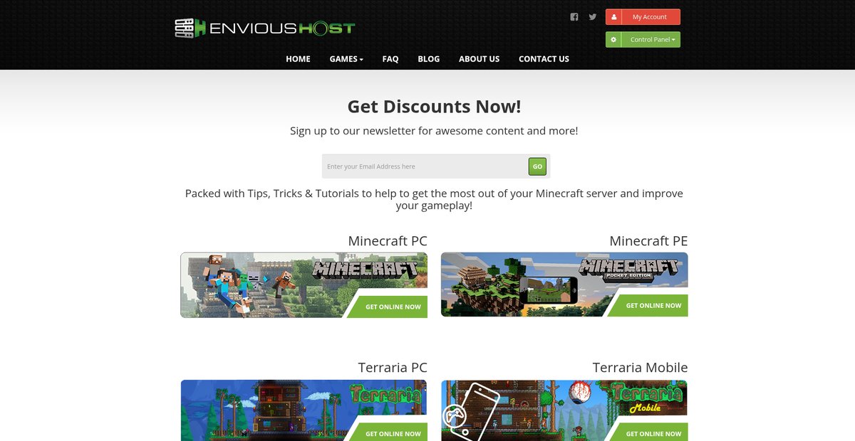 Minecraft Server Hosting | Game Server Hosting | EnviousHost Screenshot