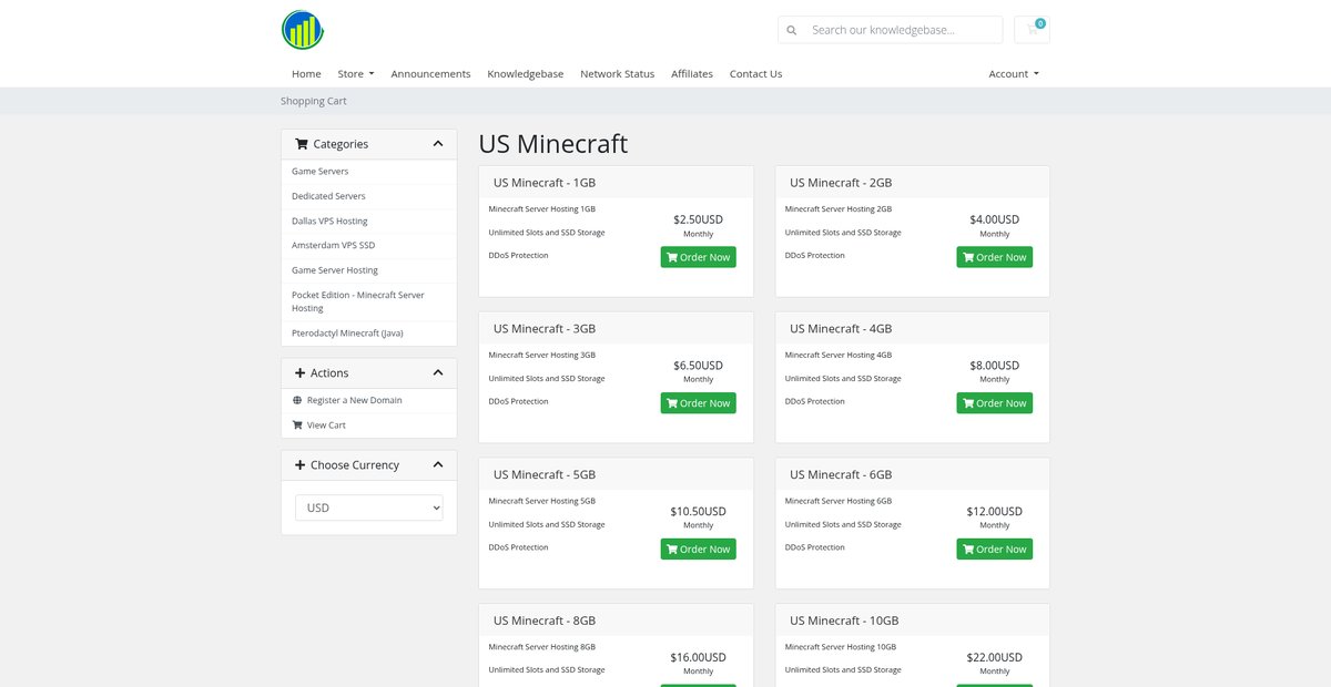 Shopping Cart - TheMinecraftHosting Screenshot