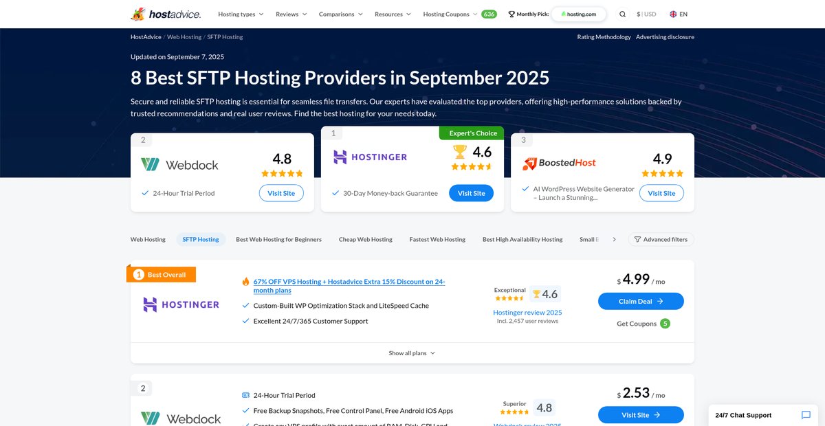 8 Best SFTP Hosting Providers (Jun 2025) Screenshot