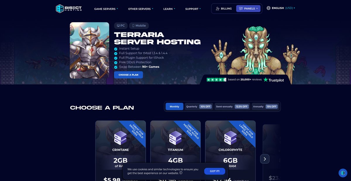 Terraria Server Hosting | 24/7 Support Screenshot