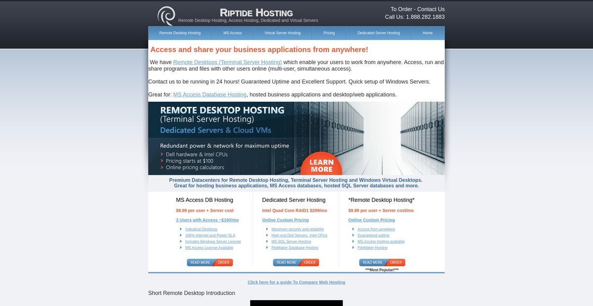 We provide Windows remote desktop hosting, terminal server hosting, Microsoft Access database hosting, Windows dedicated server hosting and virtual server hosting. Screenshot