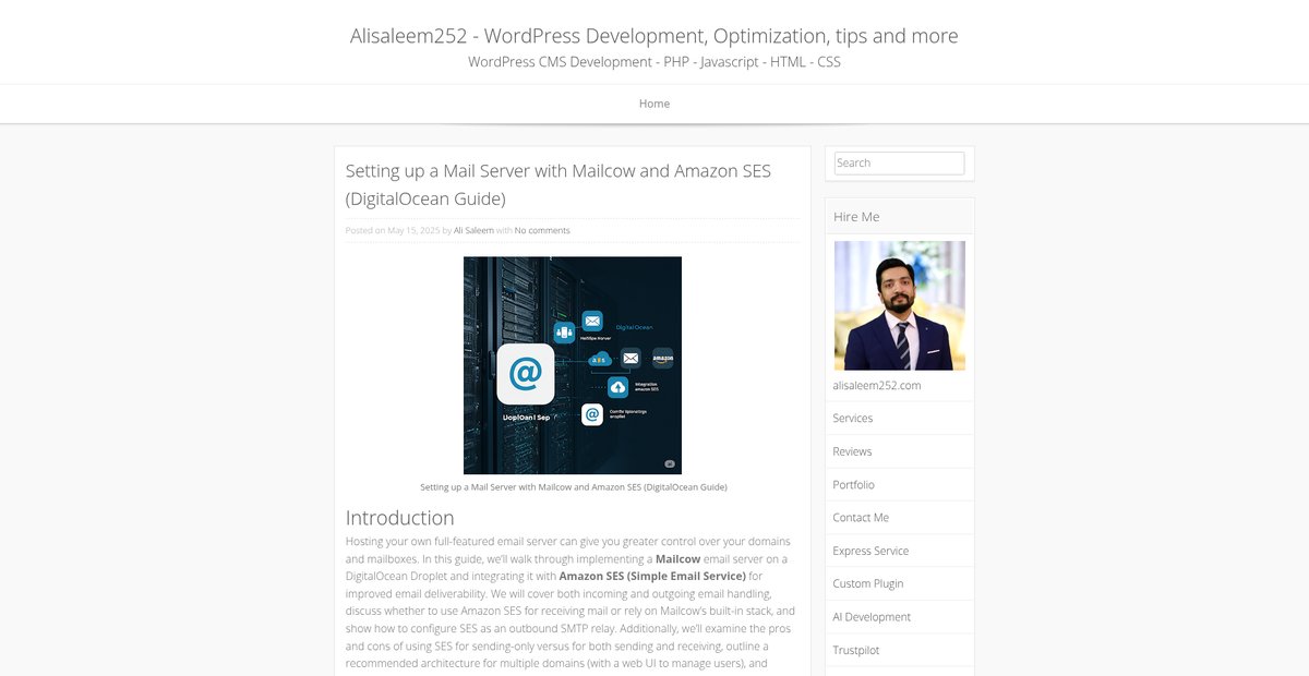 Setting up a Mail Server with Mailcow and Amazon SES (DigitalOcean Guide) Screenshot