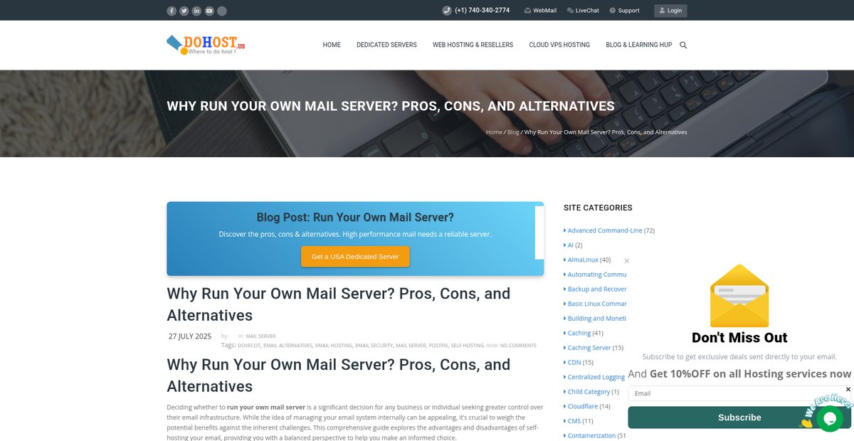 Why Run Your Own Mail Server? Pros, Cons, and Alternatives - DoHost Screenshot