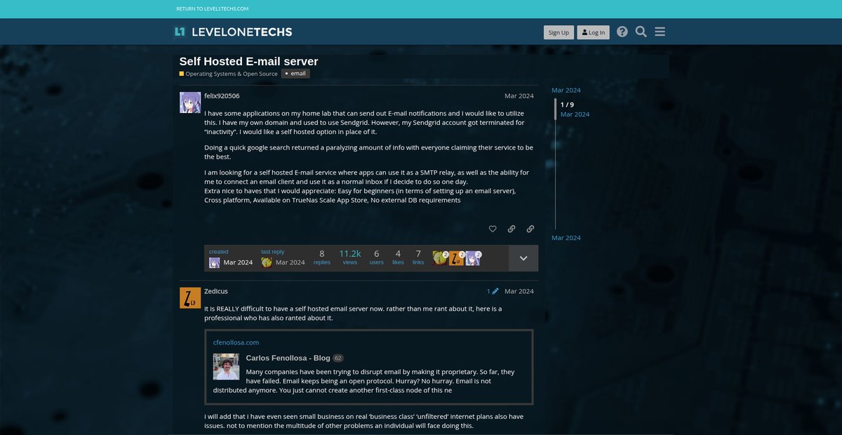Self Hosted E-mail server Screenshot