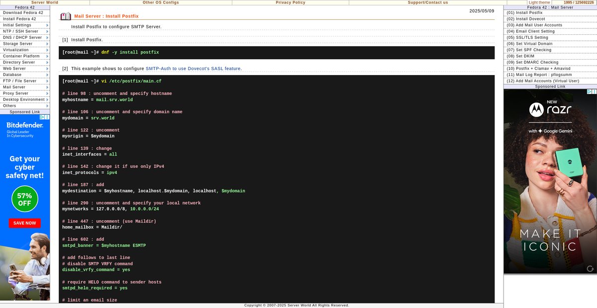 Postfix : Install : Server World Screenshot