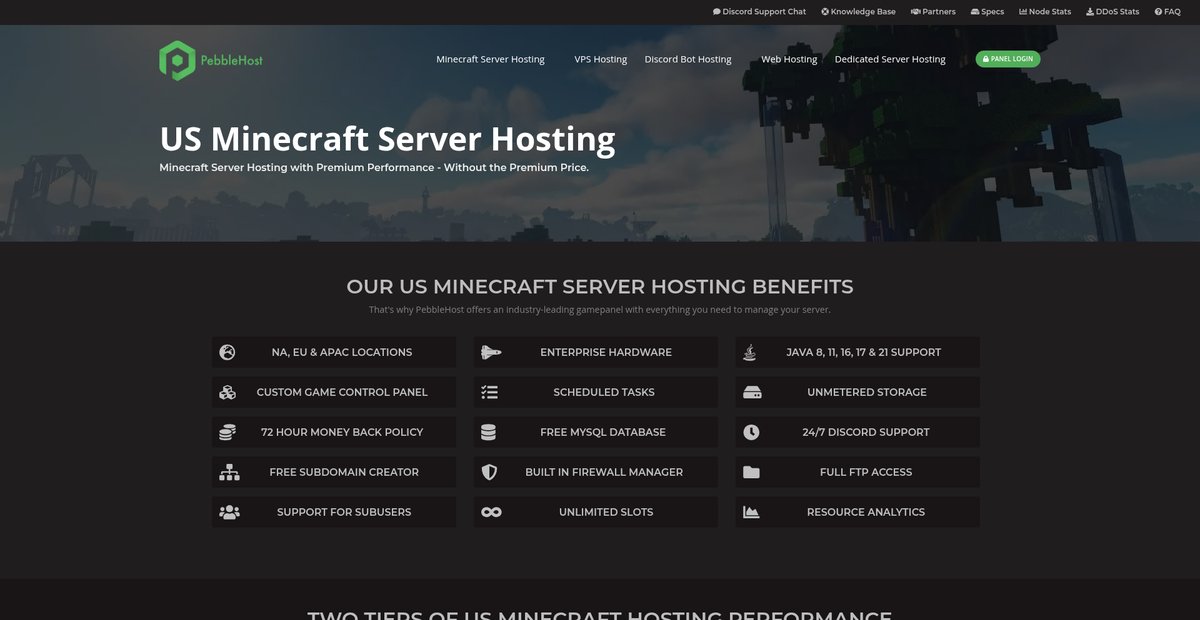 US Minecraft Server Hosting | Pebblehost Screenshot