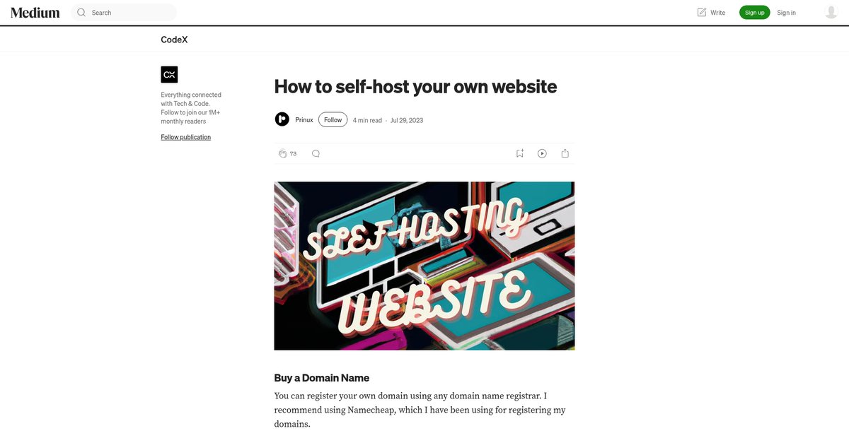 How to self-host your own website - CodeX - Medium Screenshot