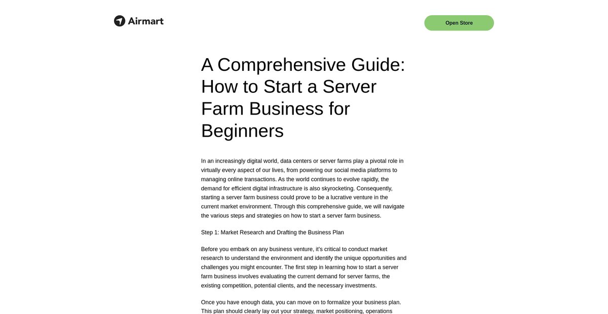 A Comprehensive Guide: How to Start a Server Farm Business for Beginners - Airmart E-Commerce Screenshot