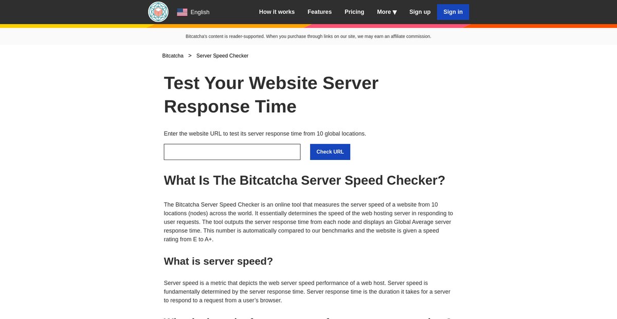 Test Your Website Server Response Time Screenshot