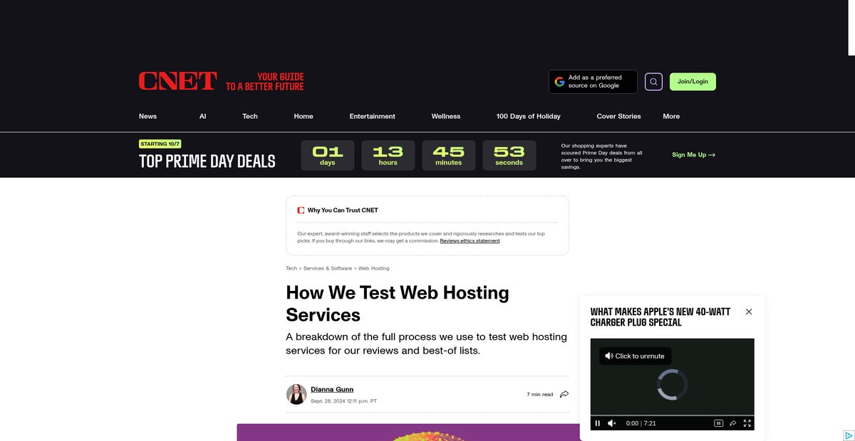 How We Test Web Hosting Services Screenshot