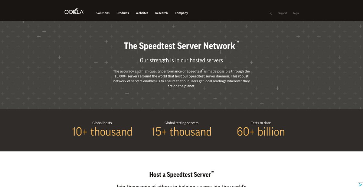 The Speedtest Server Network™ | Ookla® Screenshot