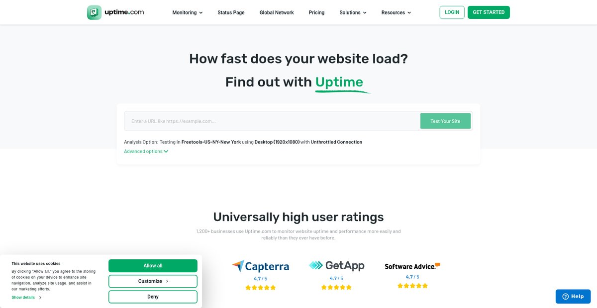 PageSpeed Test | Uptime.com Screenshot