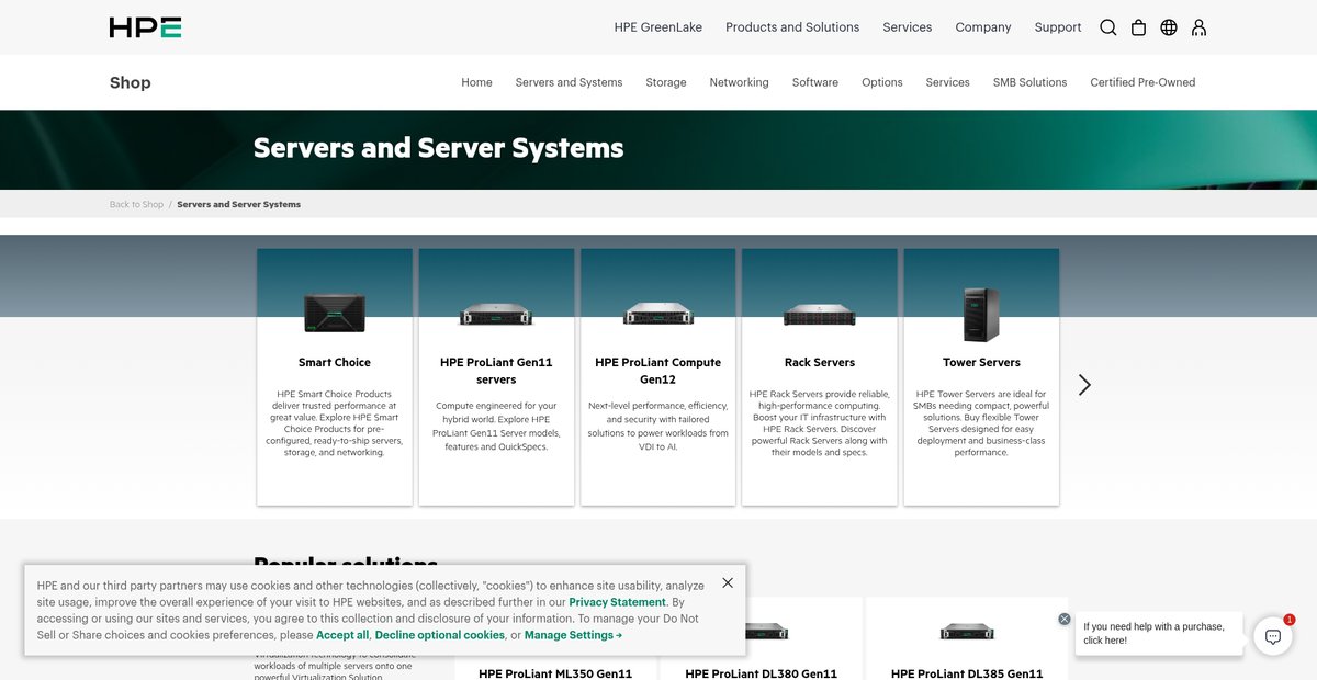 Servers and Server Systems | HPE Store US Screenshot