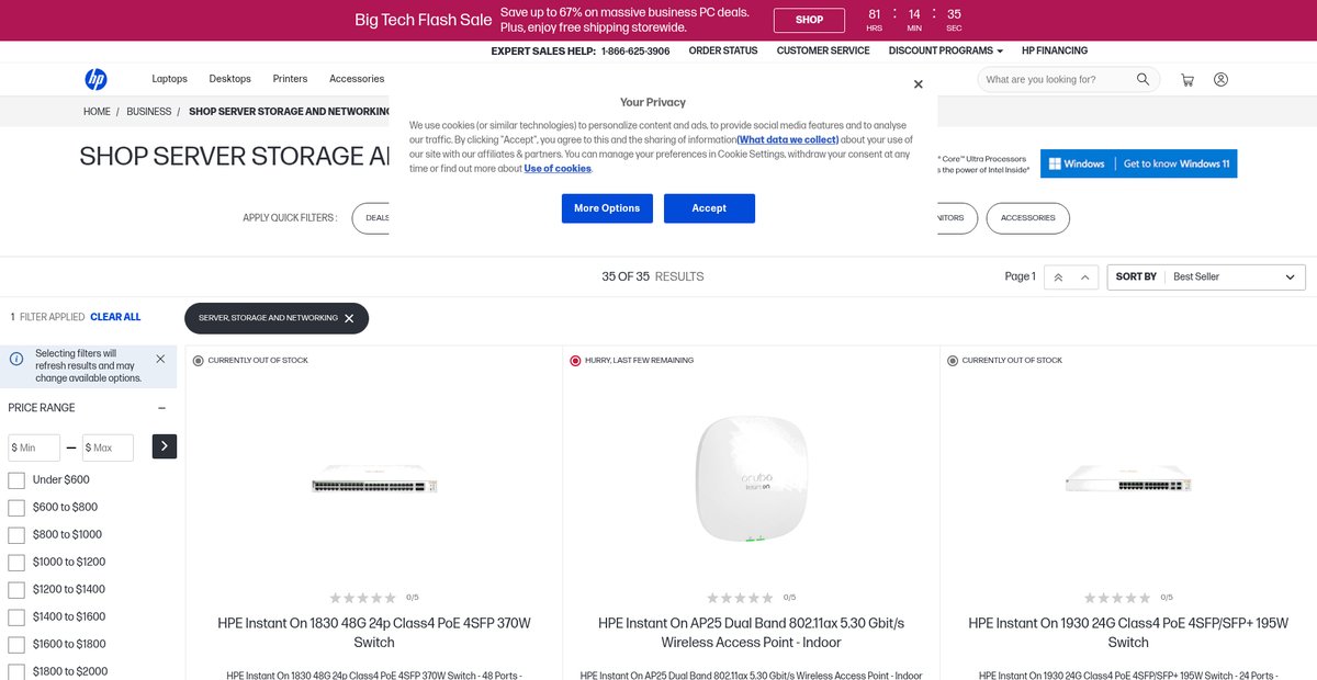 HP Server Storage & Networking | HP® Store Screenshot