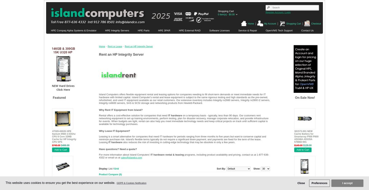 Rent an HP Integrity Server Screenshot