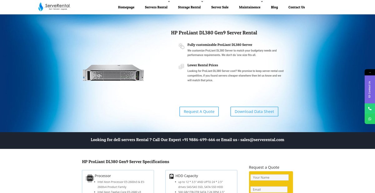 HP ProLiant DL380 Gen9 Server Rental Bangalore, Hyderabad, Chennai, Mumbai, Delhi Screenshot