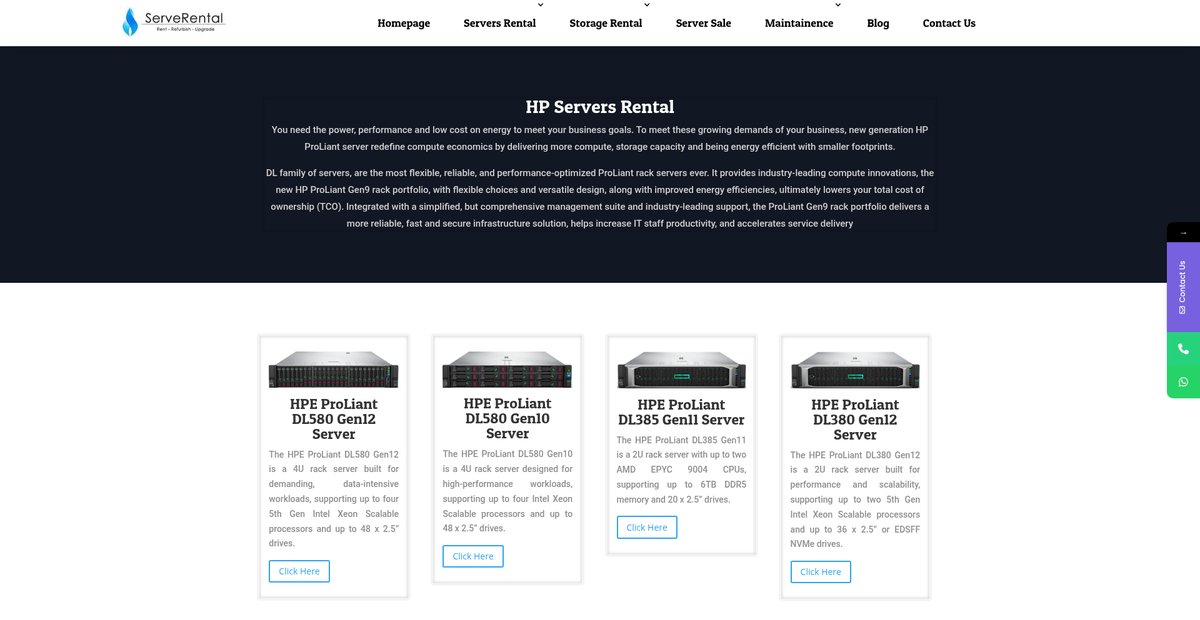 HP Server Rental Screenshot