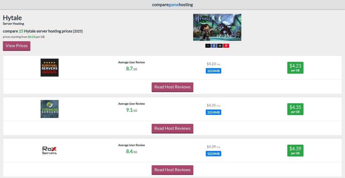 Best Hytale Server Hosting Providers Screenshot