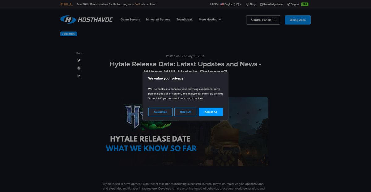 Hytale Server Hosting | Host Havoc Screenshot