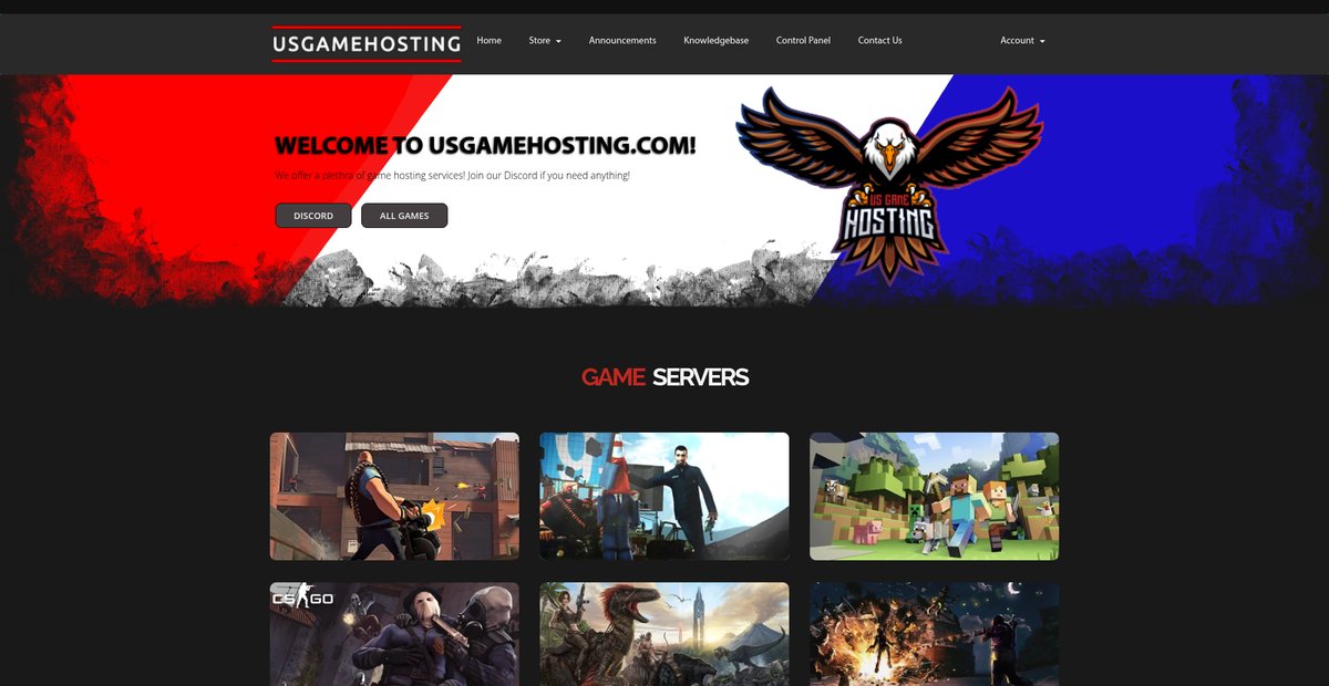 Portal Home - US Game Hosting Screenshot