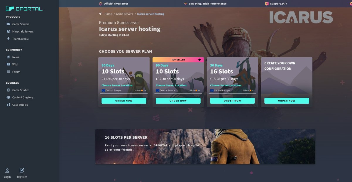 Icarus server hosting ➜ Rent your g-portal.com Gameserver Screenshot
