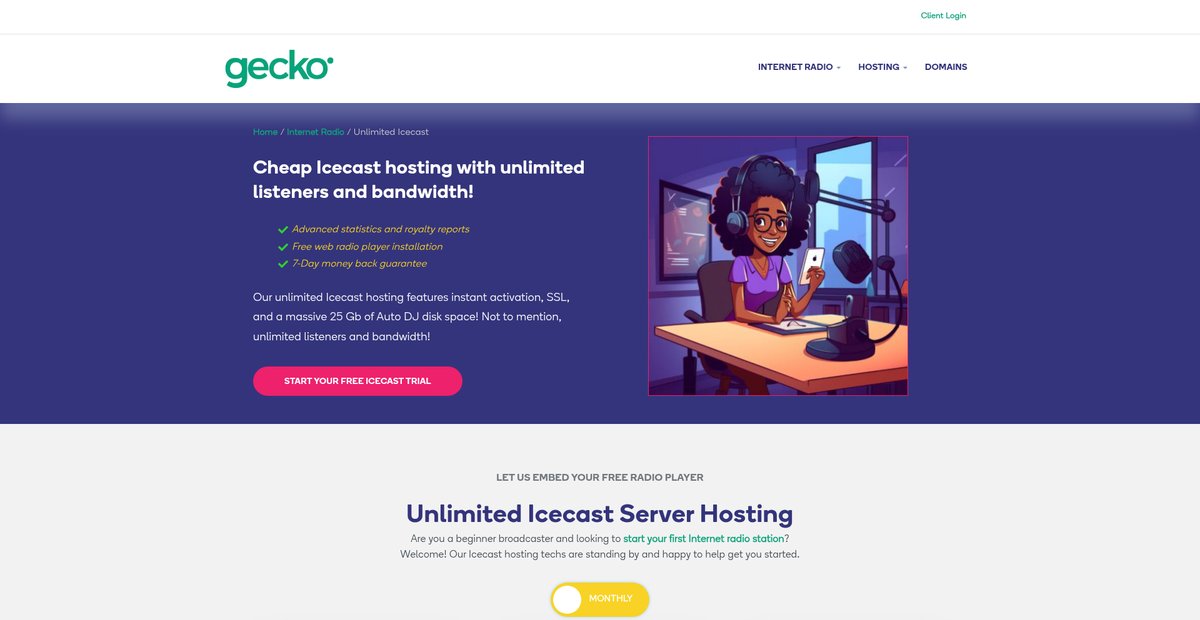 Cheap Icecast Hosting w/ Unlimited Bandwidth and Listeners Screenshot