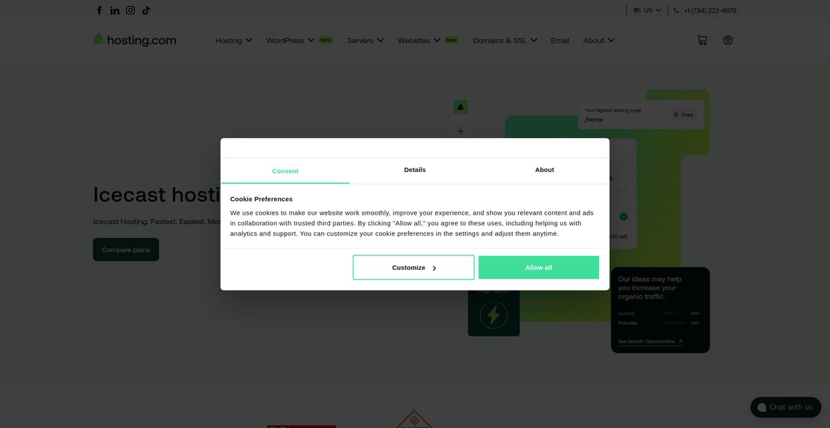 Compare Our Best Icecast Hosting Plans Screenshot