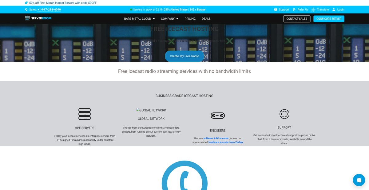 Free Icecast Hosting | Create your Free Radio - Server Room Screenshot