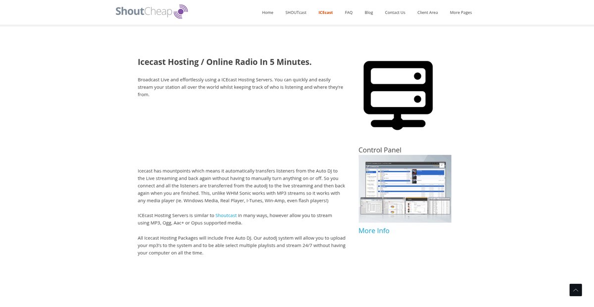 ICEcast Hosting | Internet Radio & Audio Streaming Screenshot