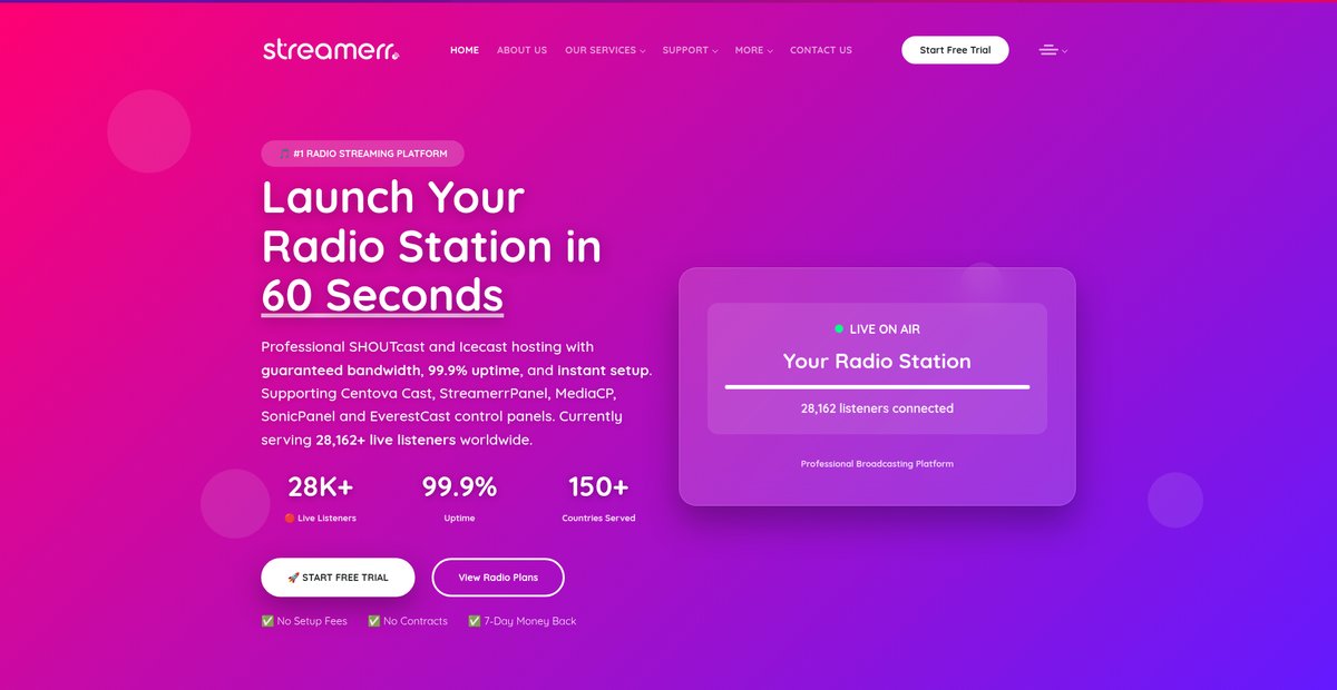Streamerr: Professional Radio Streaming & Hosting Services Screenshot