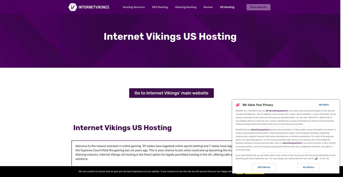 Internet Vikings US Hosting - internetvikings.org Screenshot