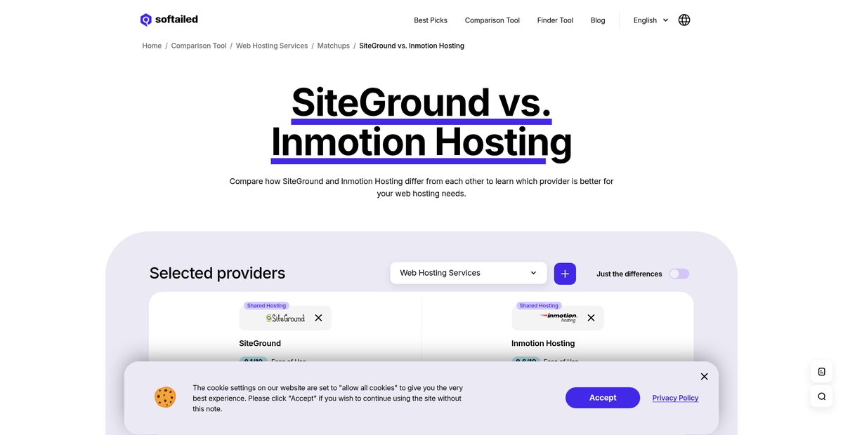 SiteGround vs. Inmotion Hosting: Which is better? Screenshot