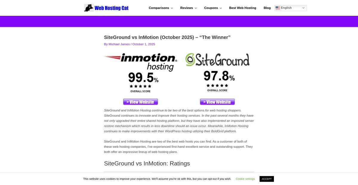 SiteGround vs InMotion (September 2025) – “The Winner” Screenshot