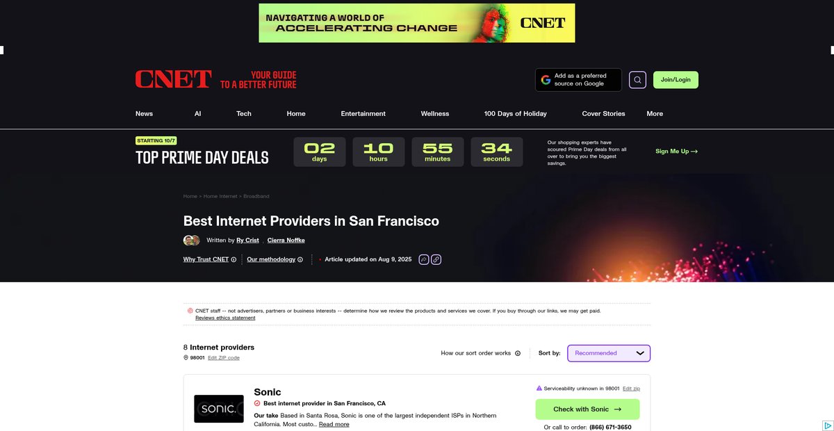 Best Internet Providers in San Francisco Screenshot