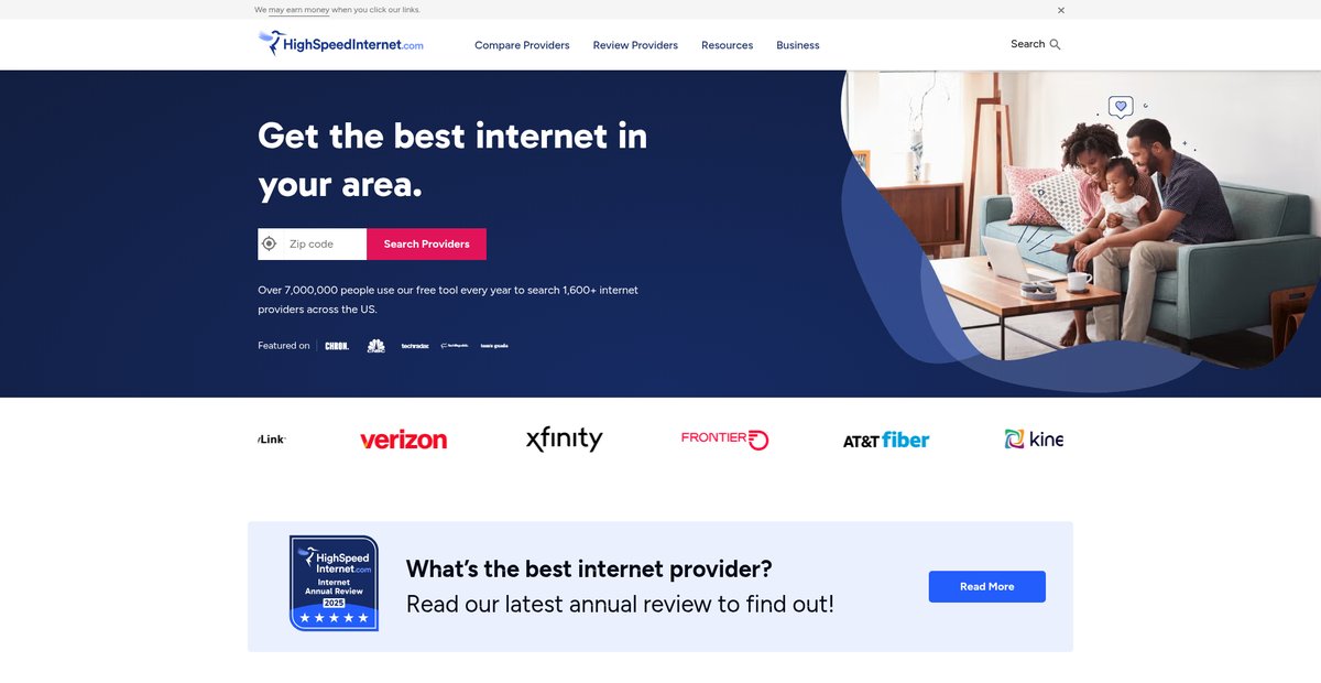 HighSpeedInternet.com | Find Internet Plans and Providers Screenshot