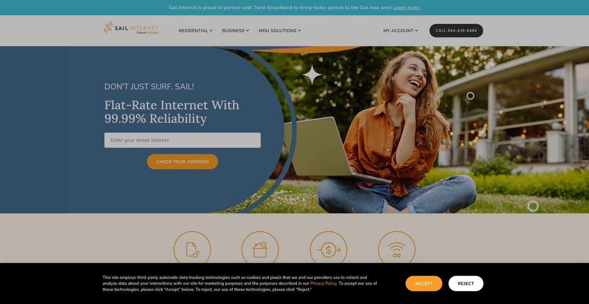 Sail Internet: Local Fiber Internet Service Provider Screenshot