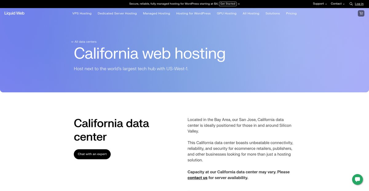 California Web Hosting | San Jose Data Center Screenshot