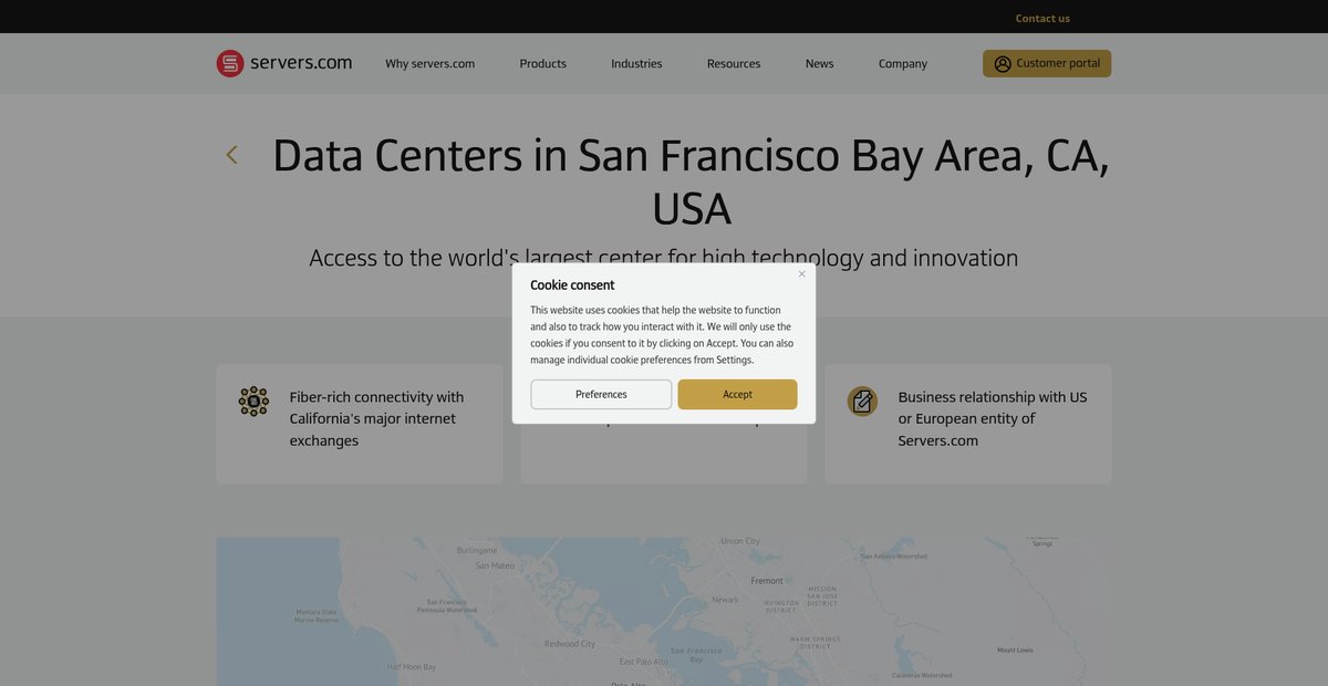 Data Centers in San Francisco Bay Area, CA, USA Screenshot