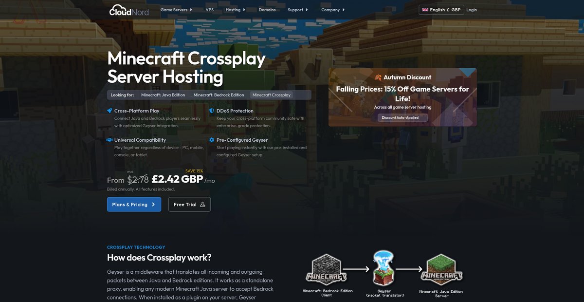 Minecraft Crossplay Server Hosting - Play Across Platforms Screenshot