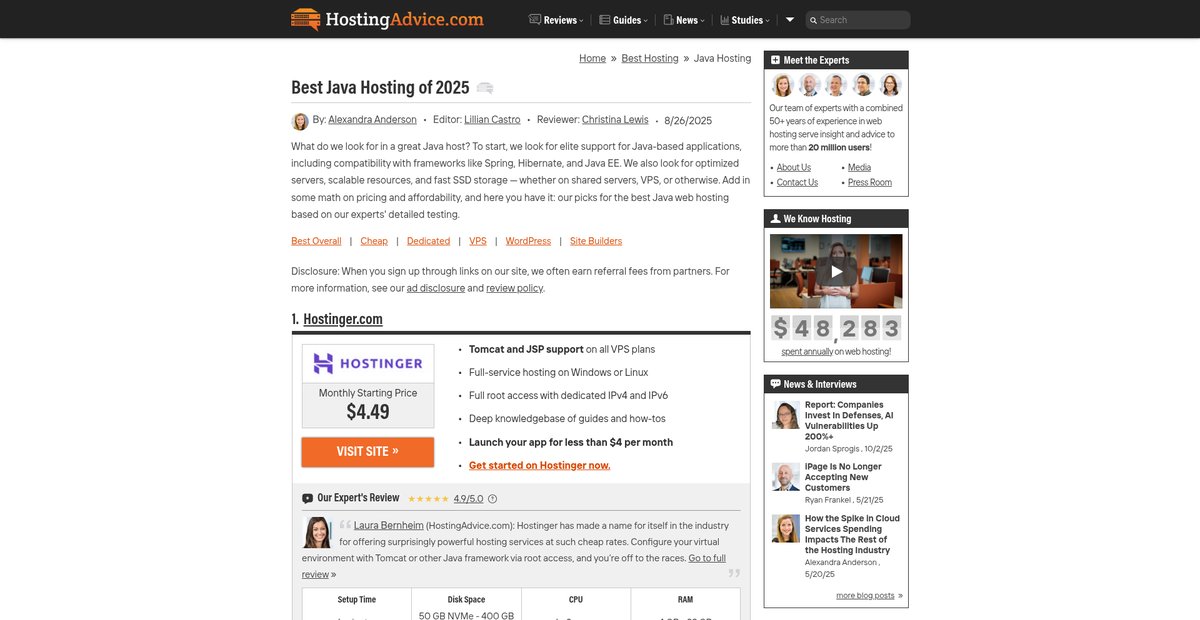 Best Java Hosting of 2025: Our Tests & Reviews Screenshot