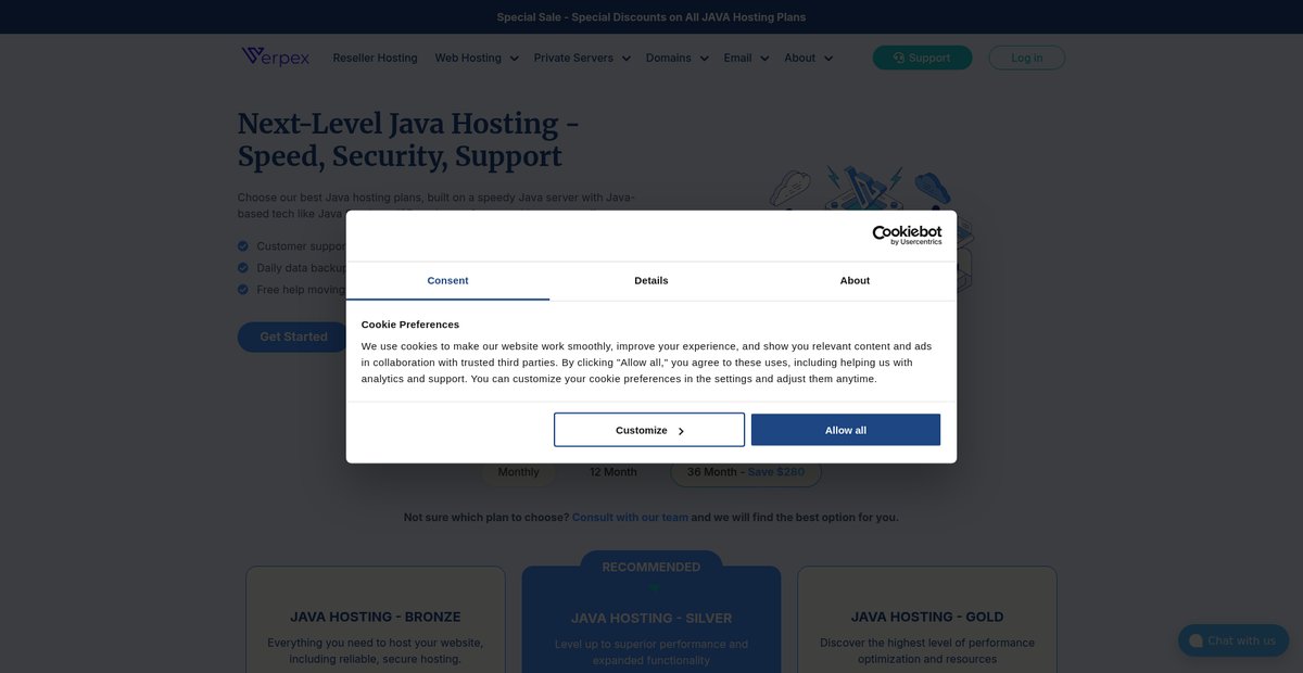 Top Java Hosting by Verpex®: Only $0.60/First Month Screenshot