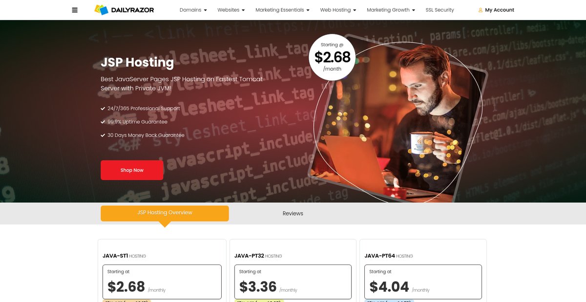 JSP Hosting (BEST & FASTEST) on Private Tomcat & MySQL Screenshot