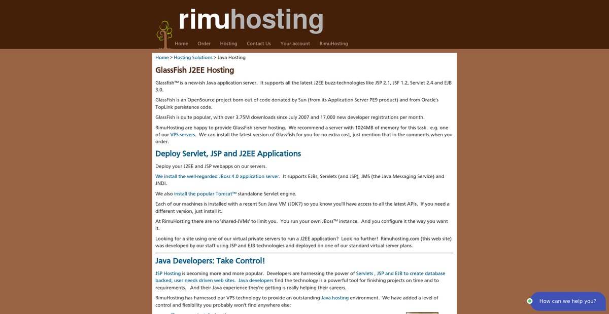 Java Hosting Screenshot