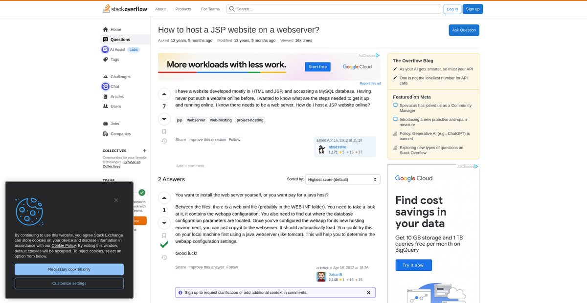 How to host a JSP website on a webserver? Screenshot
