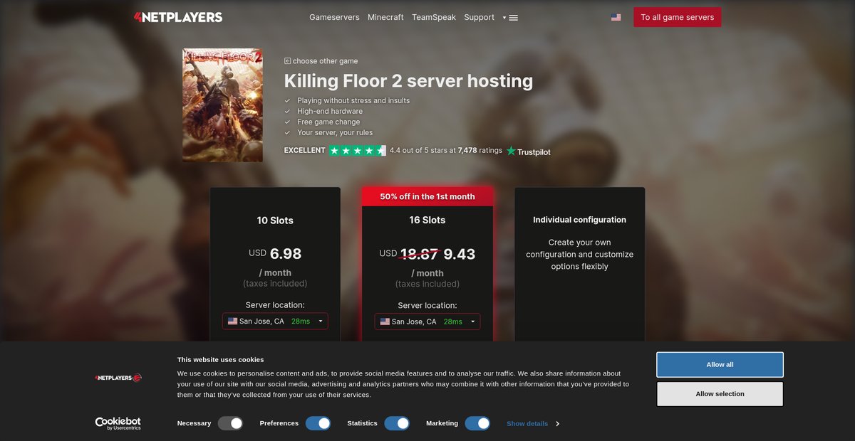 Killing Floor 2 Server hosting from USD6.48/month Screenshot