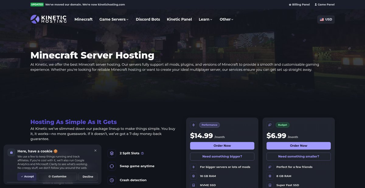Best Minecraft Server Hosting | Host all Versions of Minecraft Screenshot