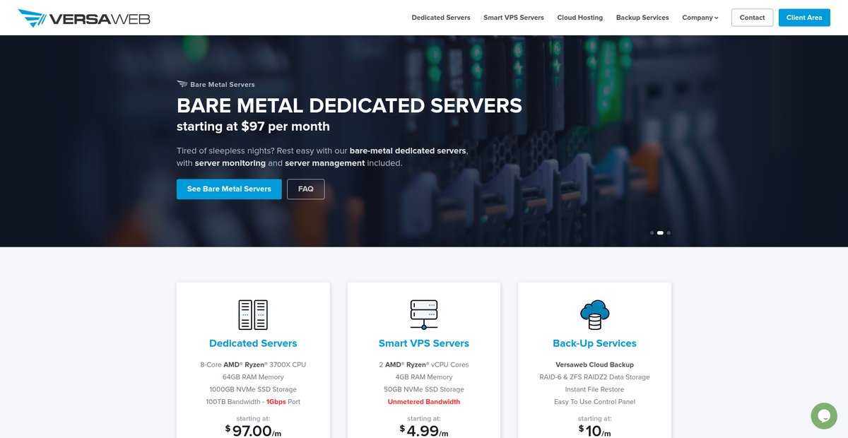 Versaweb - Bare Metal Dedicated Servers - Smart VPS ... Screenshot