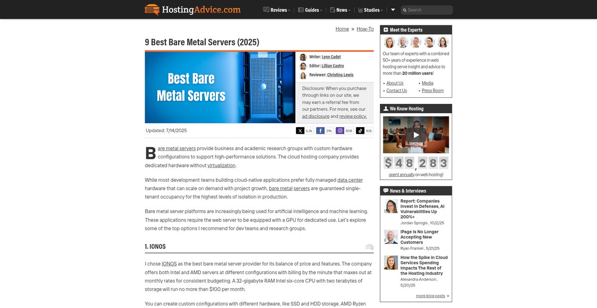 9 Best Bare Metal Servers (2025) Screenshot