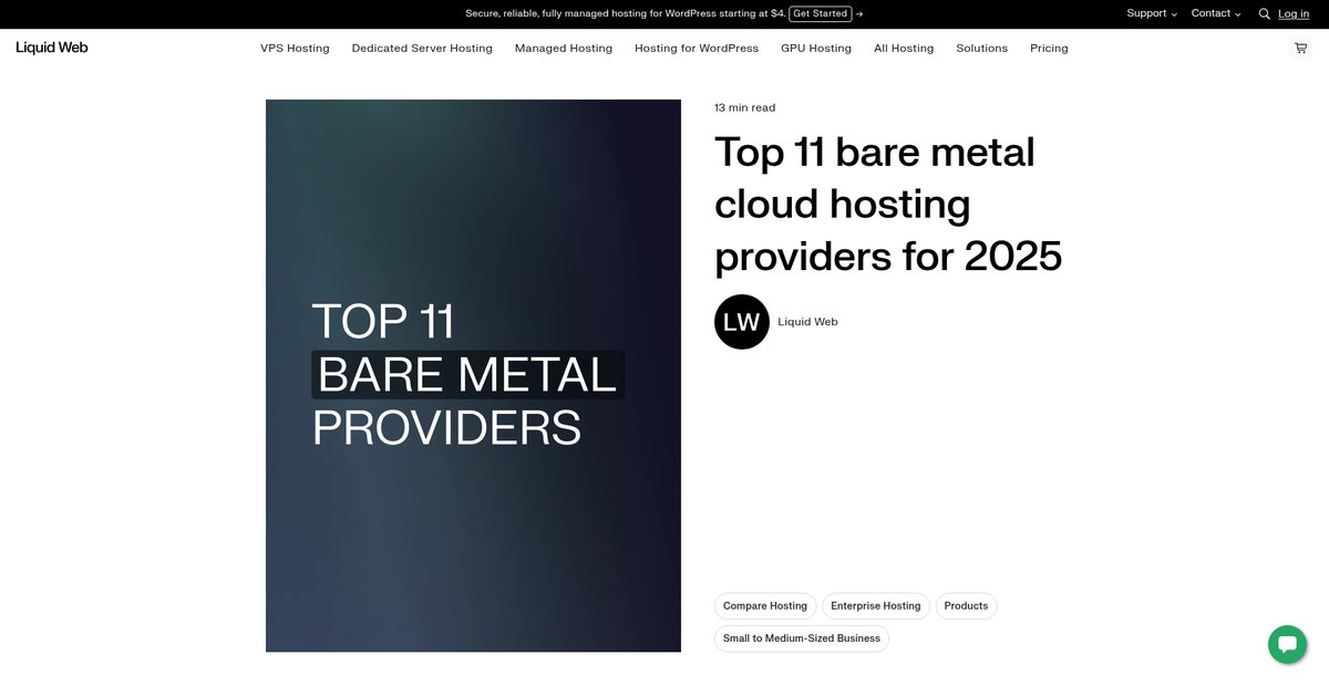 Top 11 bare metal cloud hosting providers for 2025 Screenshot
