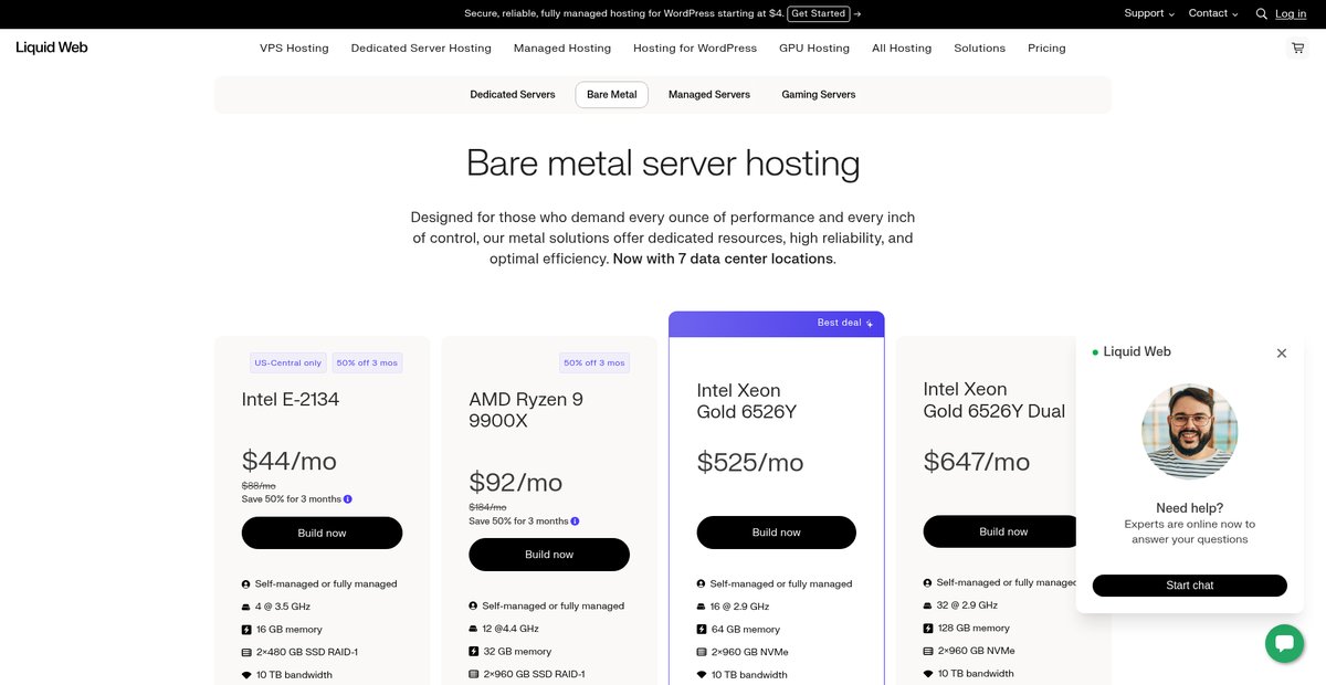 Bare Metal Server Hosting | Liquid Web Screenshot